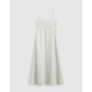 NWT Madewell Striped Empire-Waist Midi Dress 100% Linen Off white size L NV470